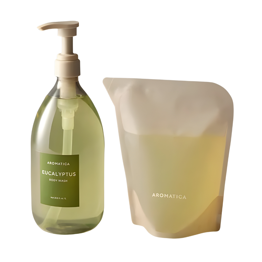 AROMATICA Eucalyptus Body Wash 1L + Refill 500ml Set