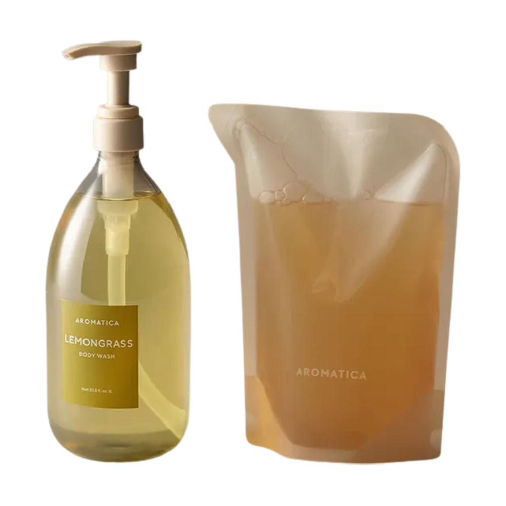AROMATICA Lemongrass Body Wash 1L + Refill 500ml Set