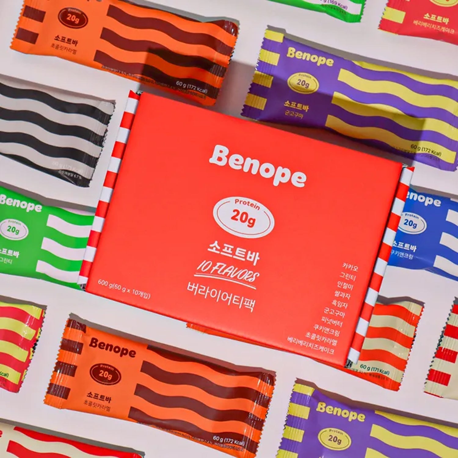 Benope Soft Bar 10-Flavor Variety Pack / Protein Bar (10 Pieces)