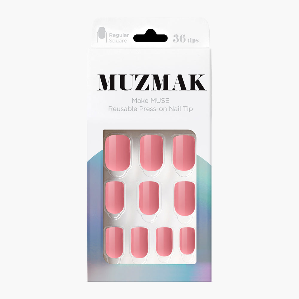 MUZMAK Nail Tips 36pcs #Caffeine Rose(Regular Square)