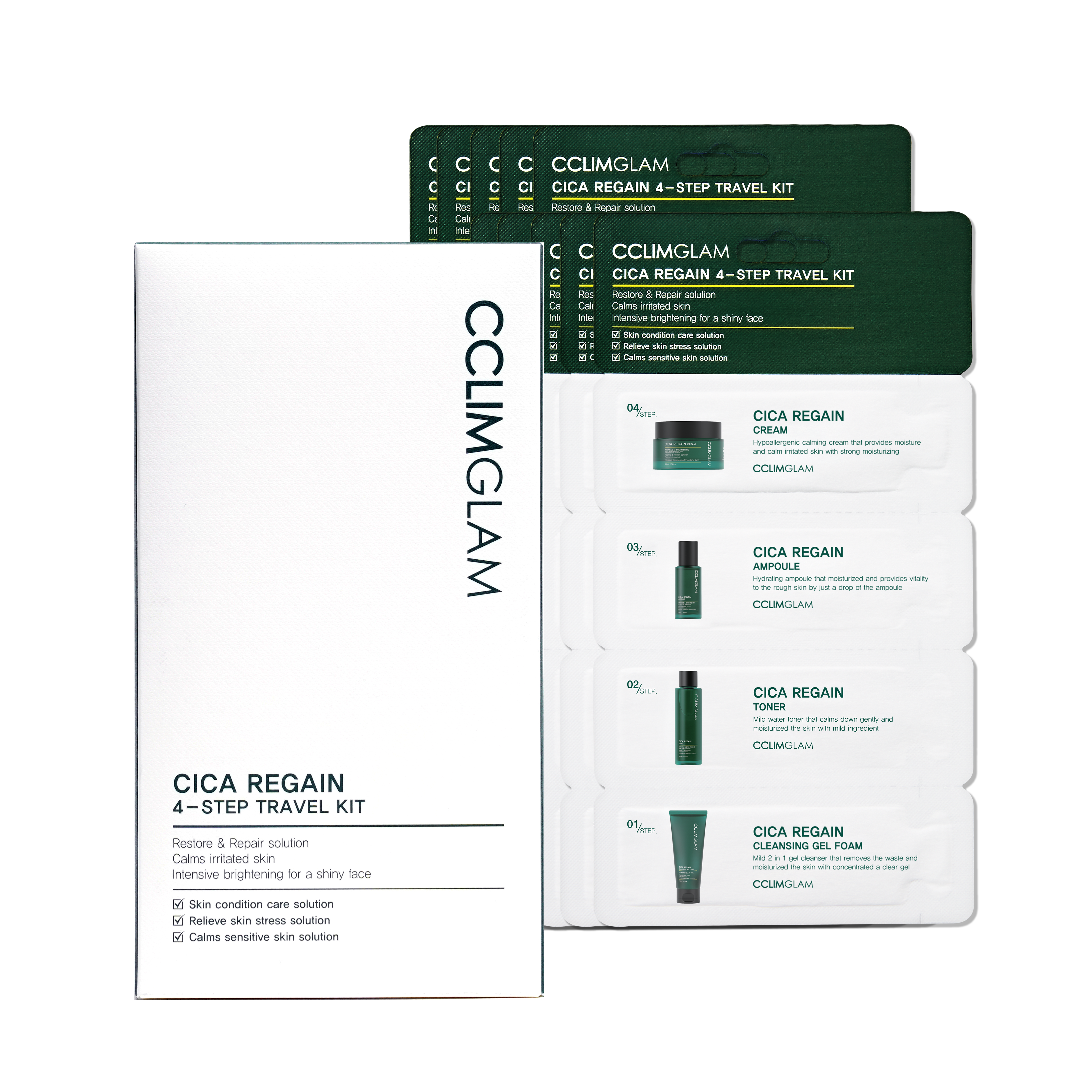 CCLIMGLAM Cica Regain 4-Step Travel Kit 1Box (10ea)