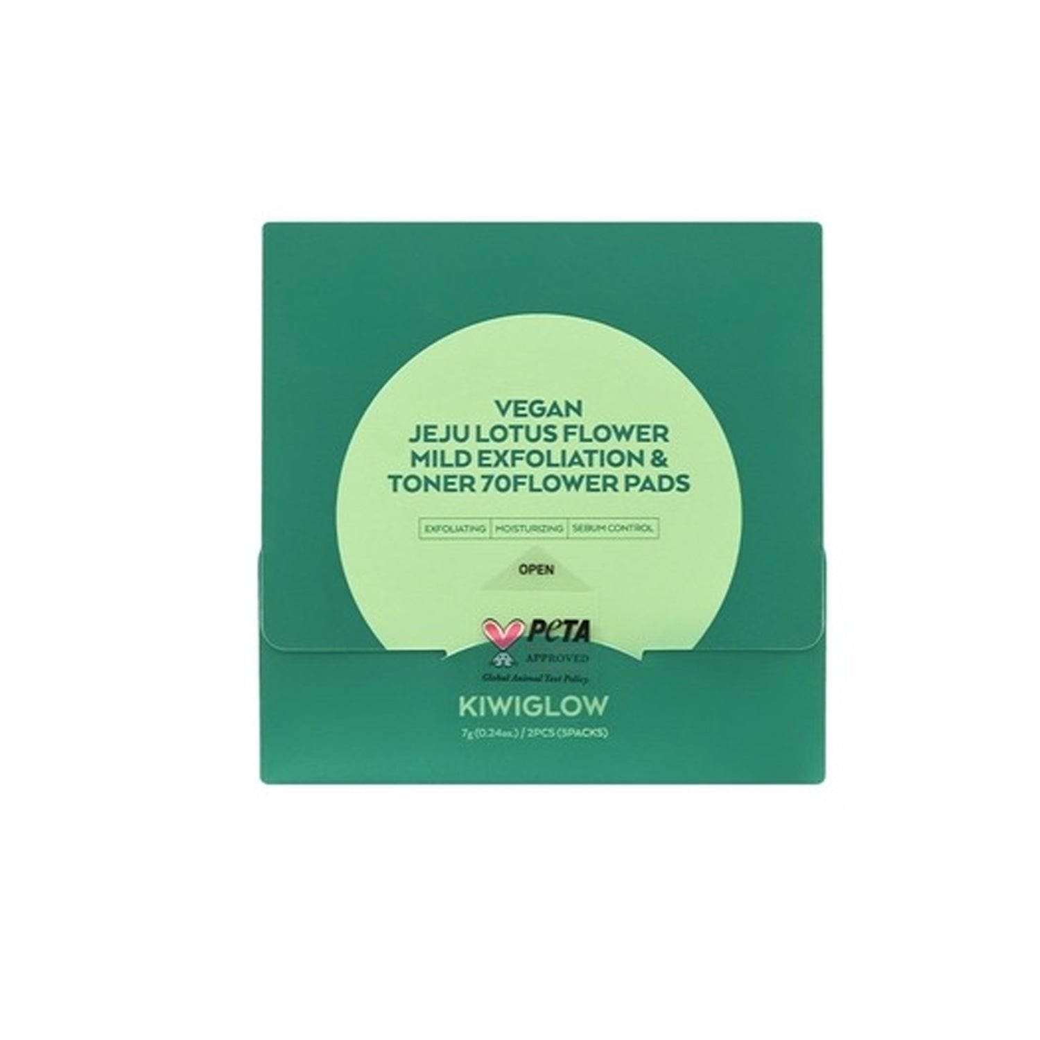 KIWIGLOW Vegan Jeju Lotus Flower Toner Pads 2 Pcs (5 Packs)