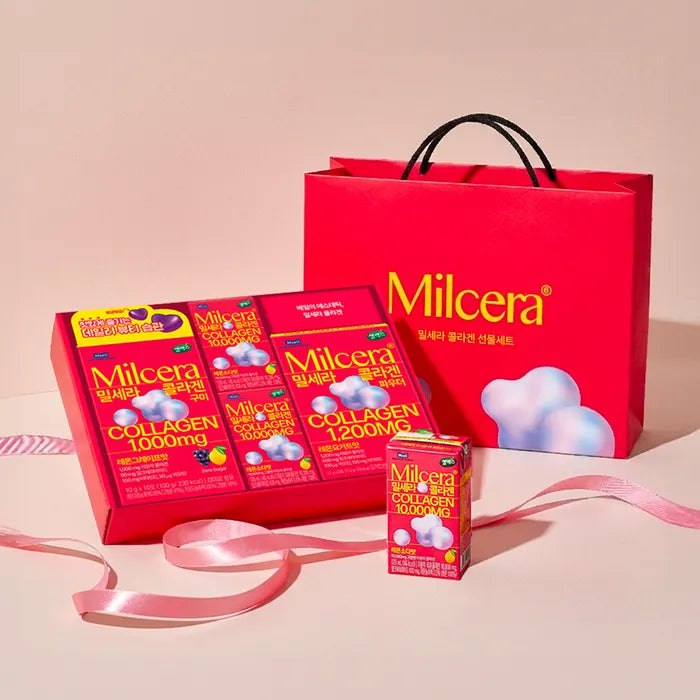 Maeil Health Nutrition Selex [Gift Set] Milk-Cera Collagen Gift Set (4 Drinks, 1 Box of Powder, 1 Box of Gummies)
