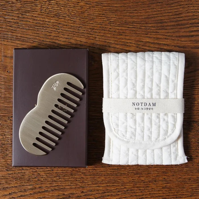 NOTDAM Bangjja Brassware Apple-Comb Scalp Gua Sha Comb with Complimentary Jeogori Gift