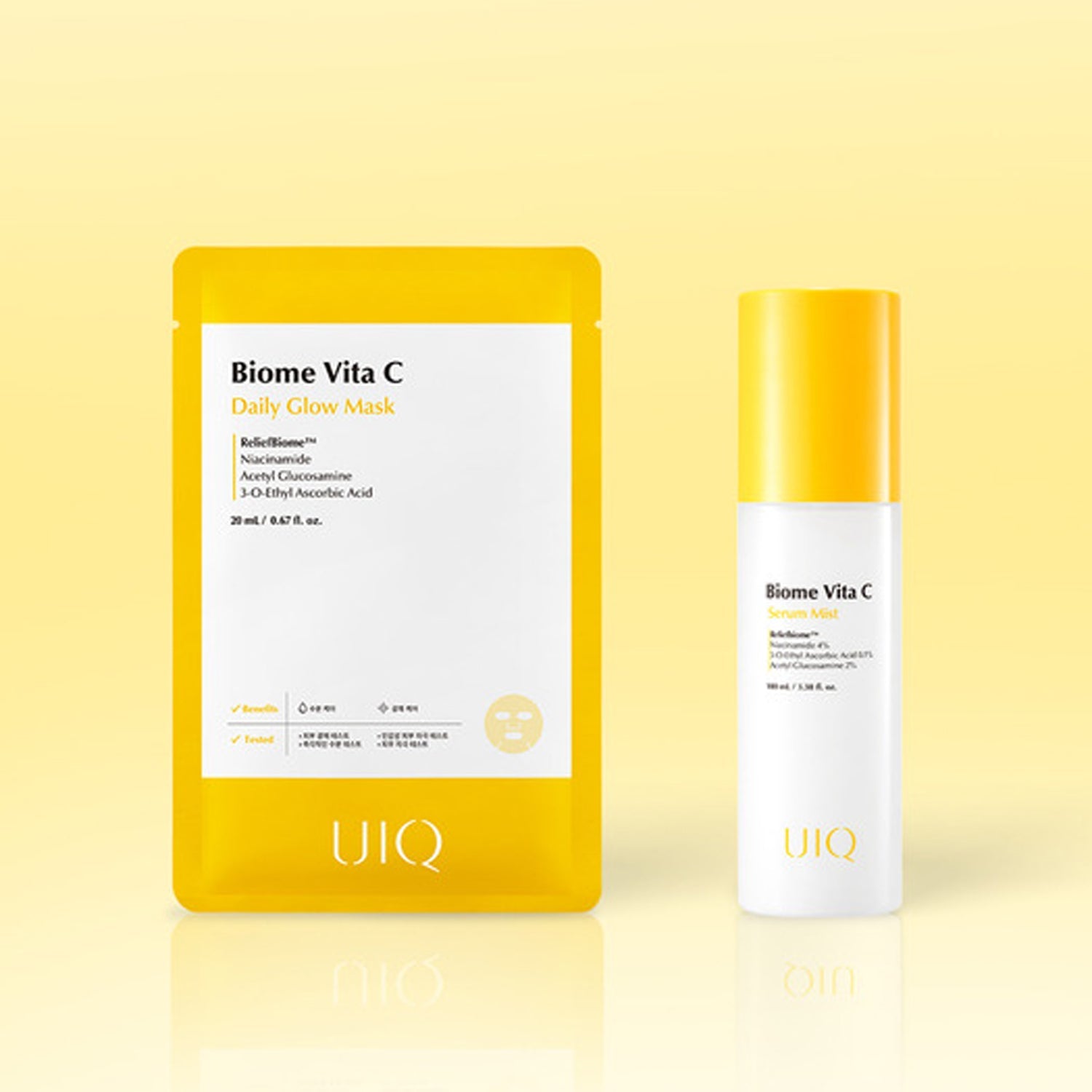 UIQ Biome Vita C Daily Glow Mask 5 Sheets + Vita C Serum Mist 100ml