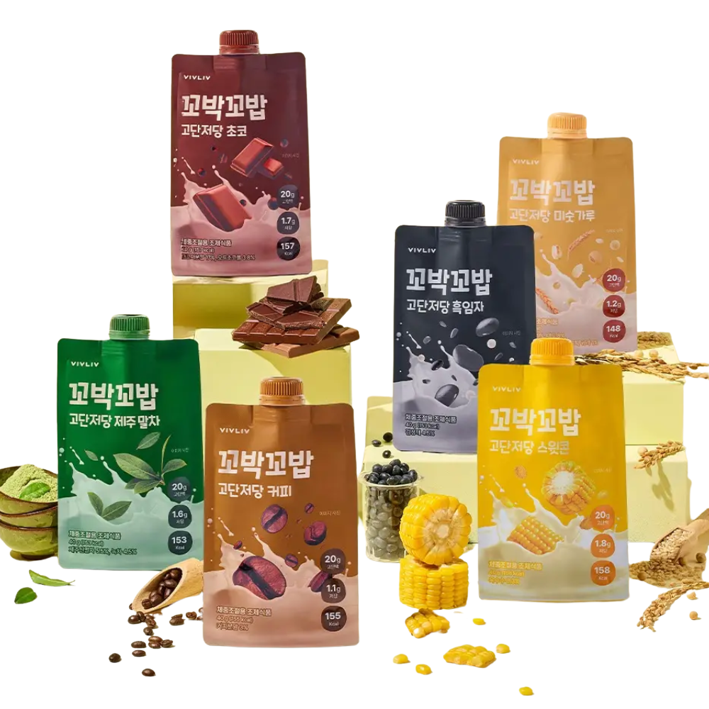 VIVLIV Kkobak Kkobab High‑Protein Low‑Sugar Shake – 40g × 7 Sticks (Choose 1 of 6 Flavors)