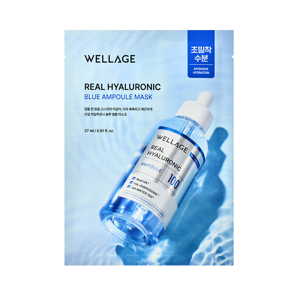 WELLAGE Real Hyaluronic Ampoule Mask 27ml*5ea (1BOX)