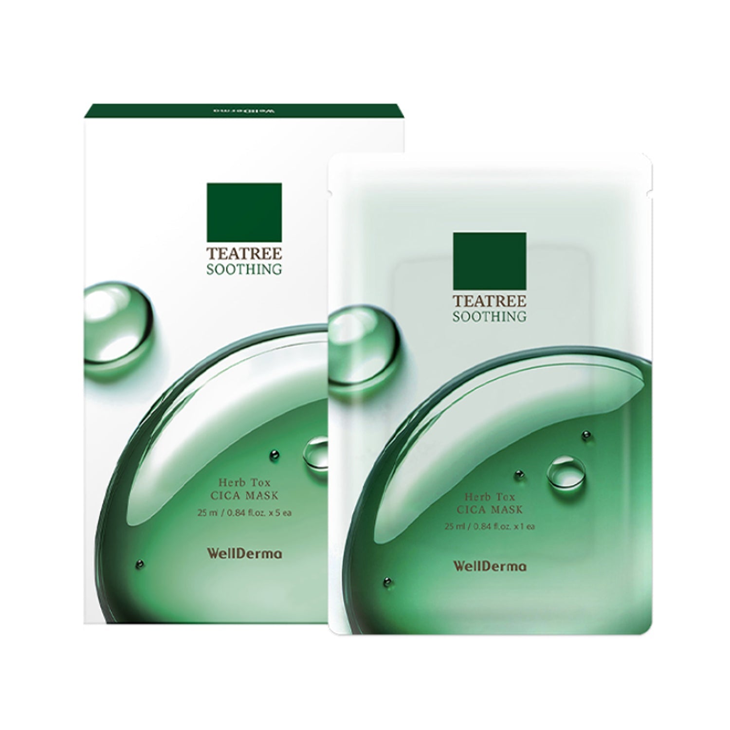 WellDerma TeaTree Soothing Herb tox Cica Mask 5ea